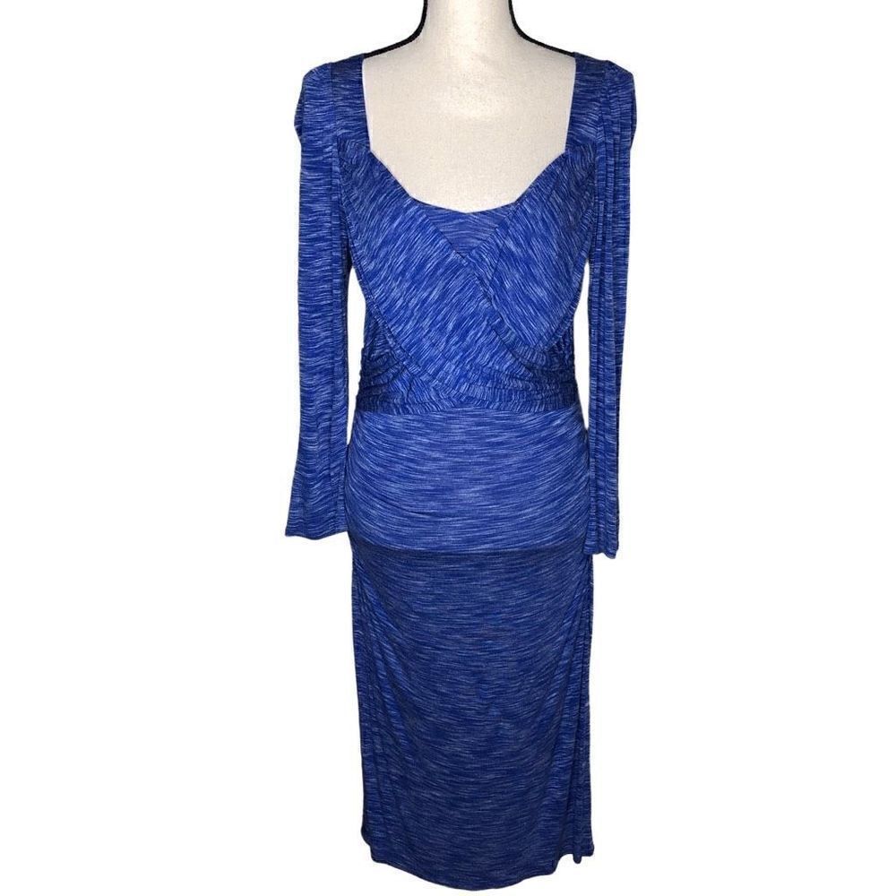 Plenty by Tracy Reese Blue Surplice Bodycon Midi Dress